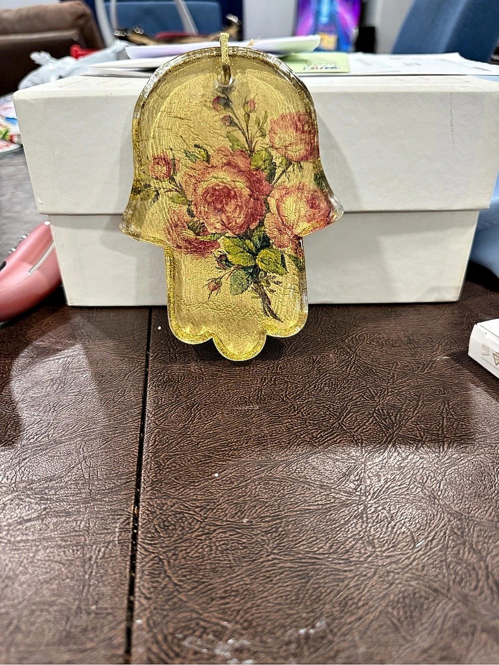 Floral Gold Hanging Hamsa Decor